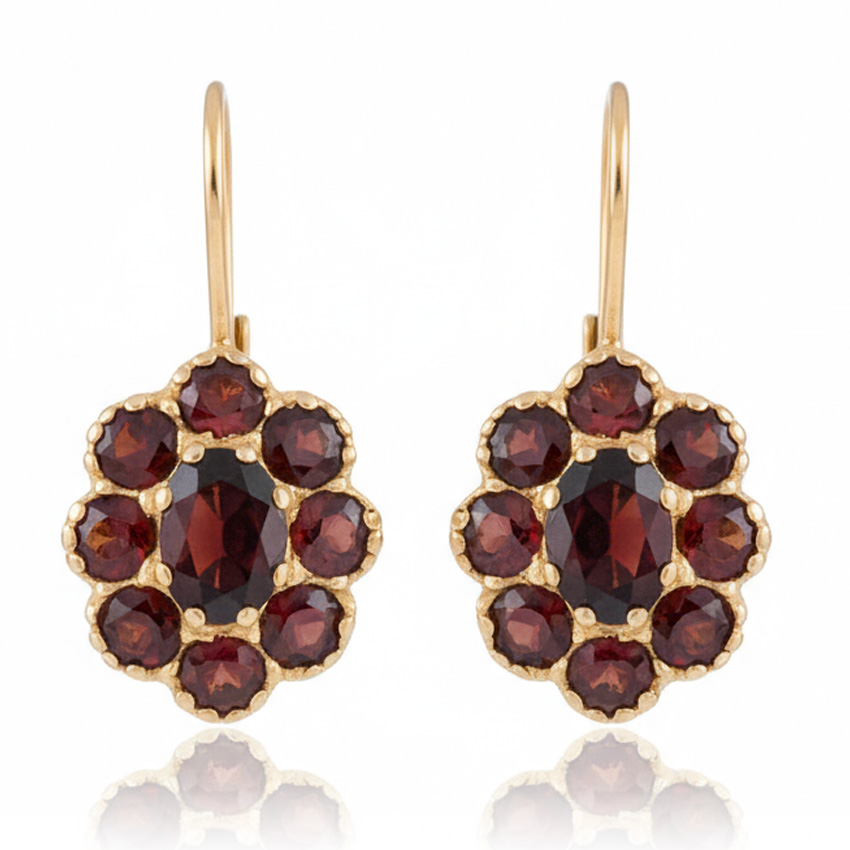 PENDIENTES ORO 18KL GRANATE