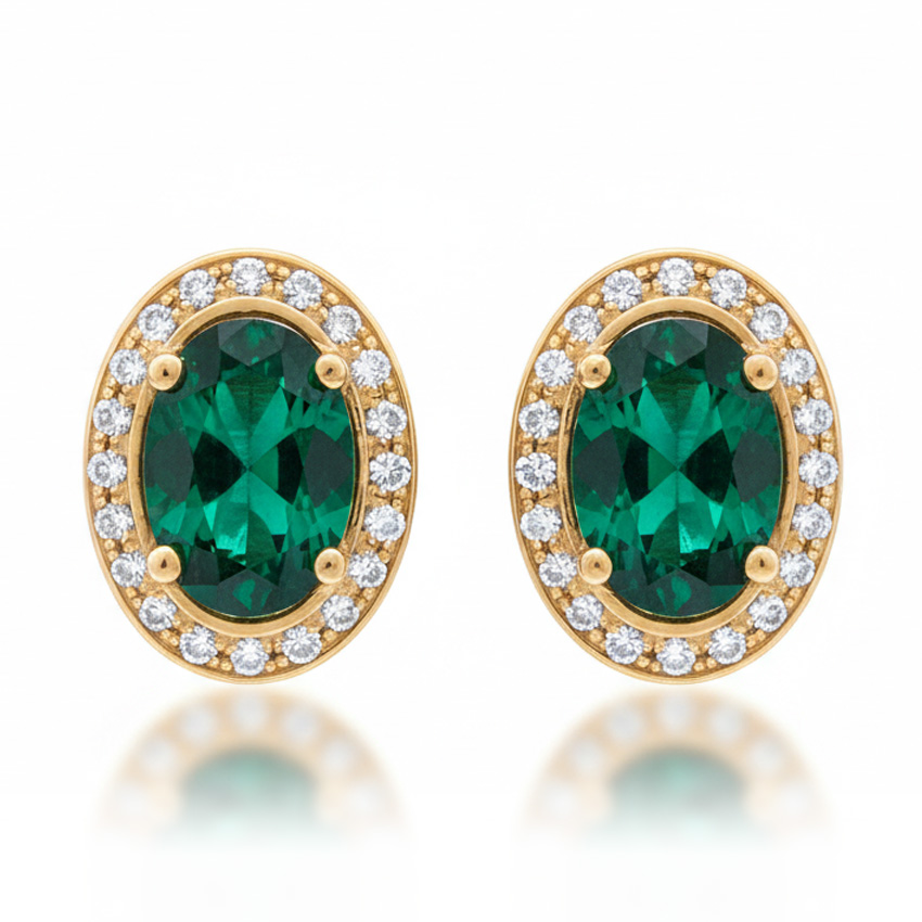 PENDIENTES ORO 18KL CRISOPAL VERDE