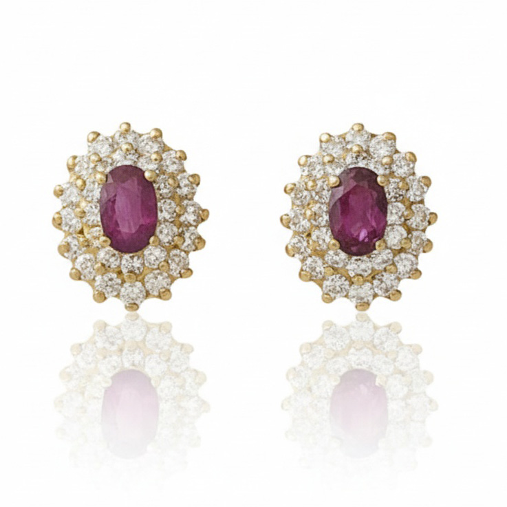PENDIENTES ORO 18KL RUBIES FINOS