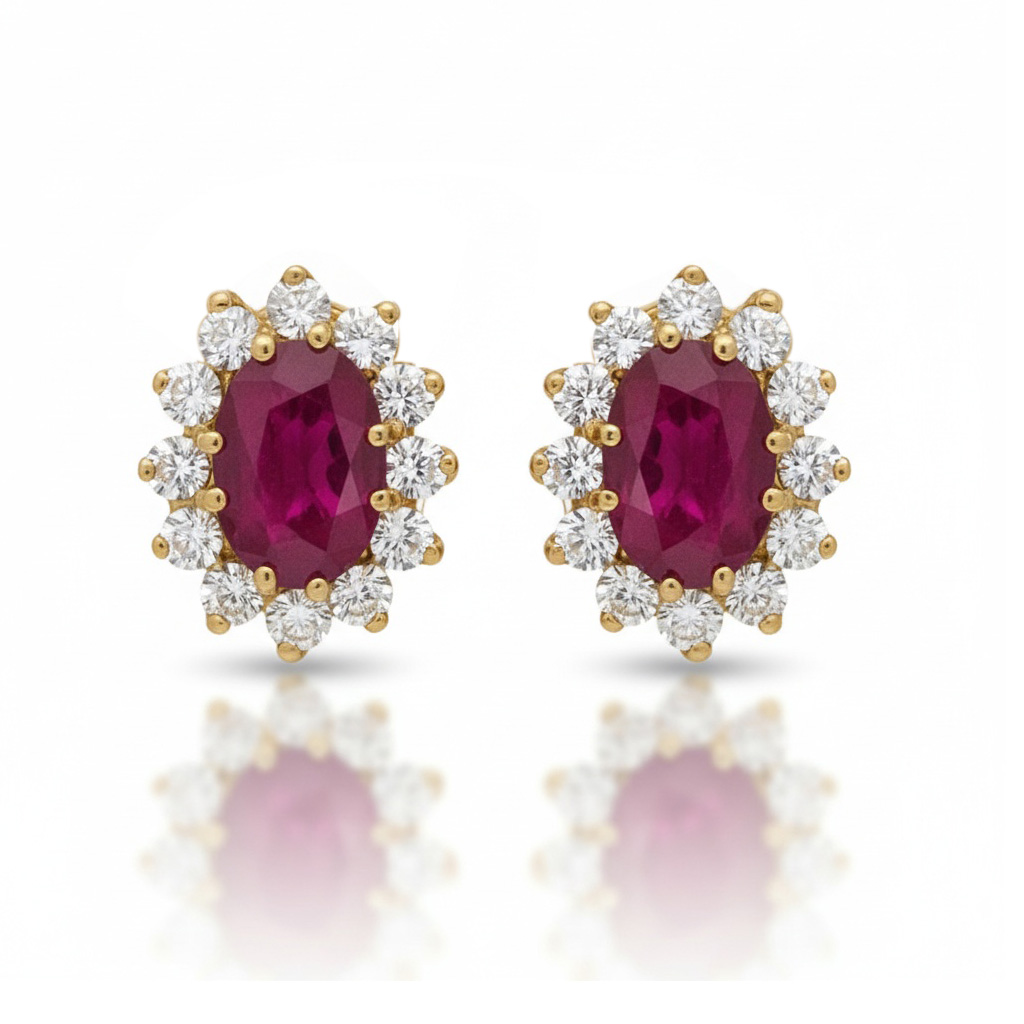 PENDIENTES ORO 18KL RUBIES FINOS