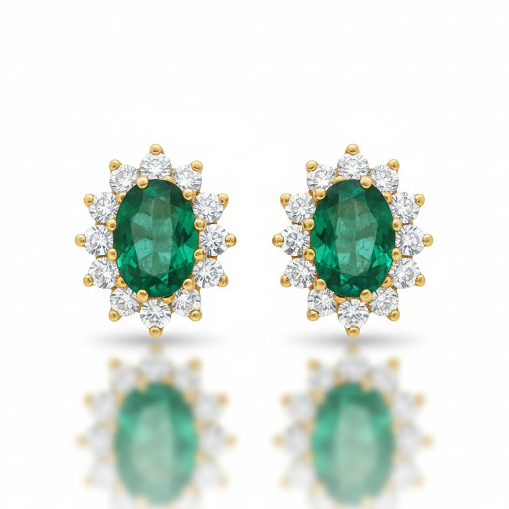 PENDIENTES ORO 18KL ESMERALDAS FINAS