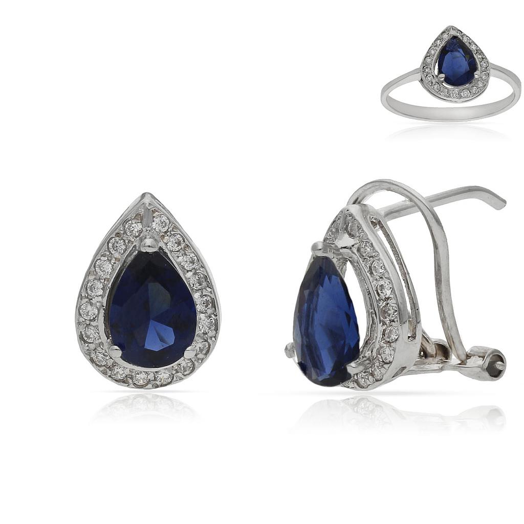 PENDIENTES ORO BLANCO 18KL CRISOPAL AZUL