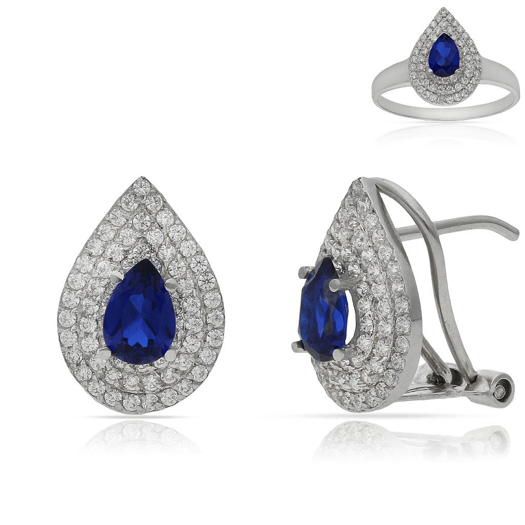 PENDIENTES ORO BLANCO 18KL CRISOPAL AZUL