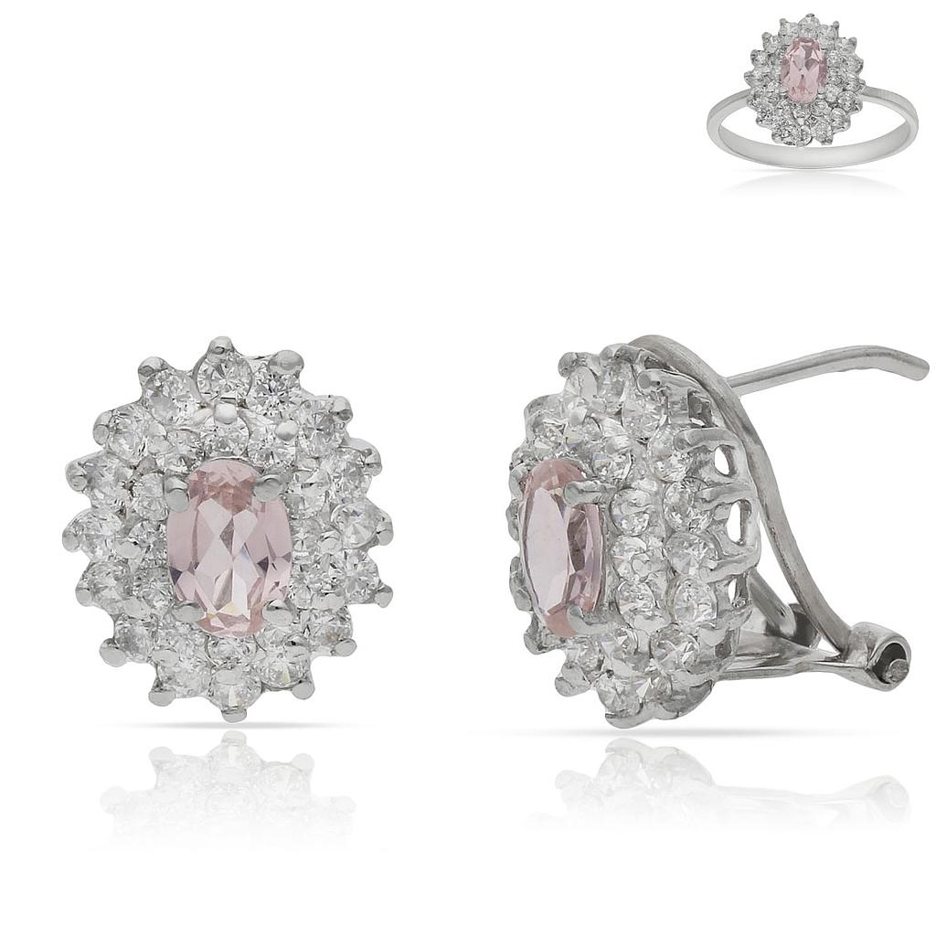 PENDIENTE ORO BLANCO 18KL NANO MORGANITA