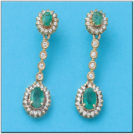 PENDIENTES ORO 18KL ESMERALDA FINA