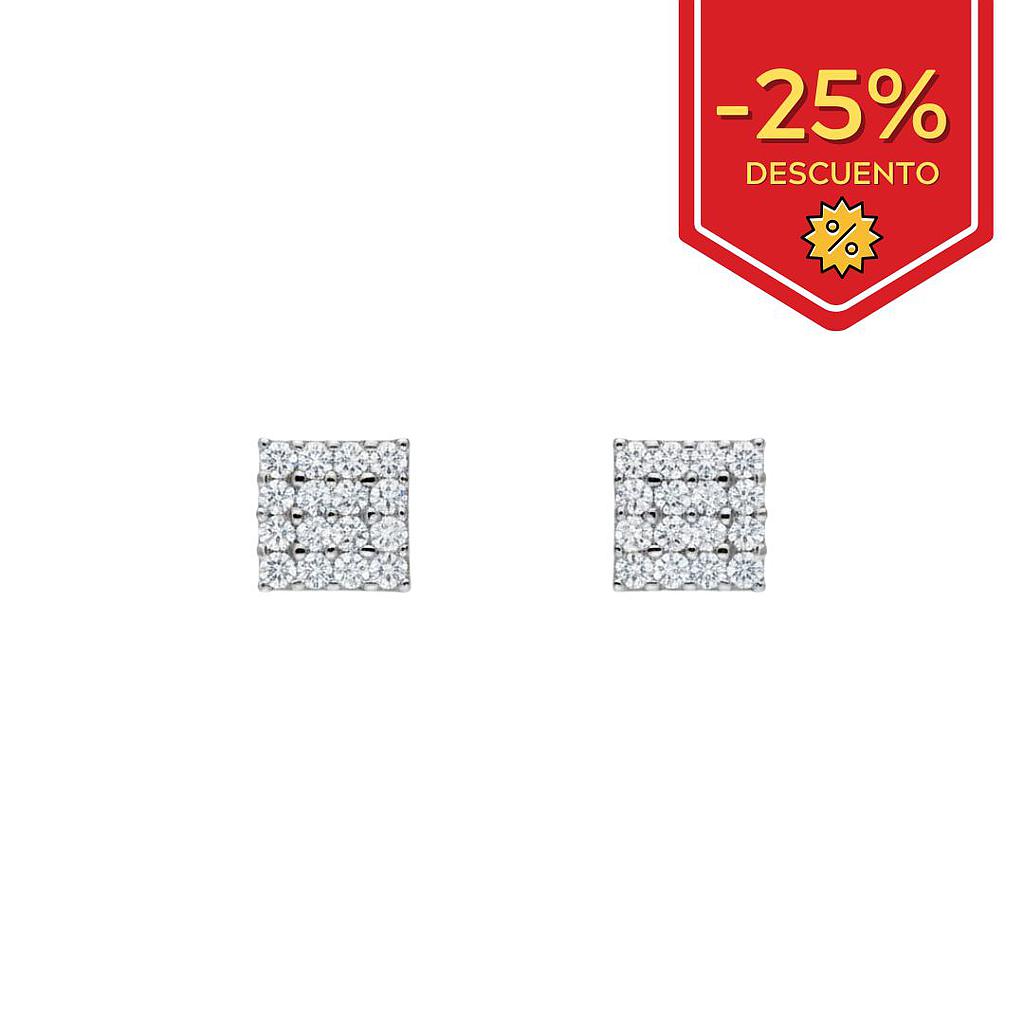 PENDIENTES ORO BLANCO 18KL CUADRADO