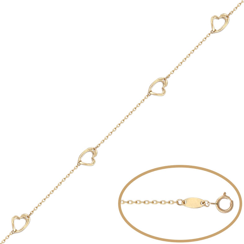 PULSERA ORO 18KL - 4 CORAZONES