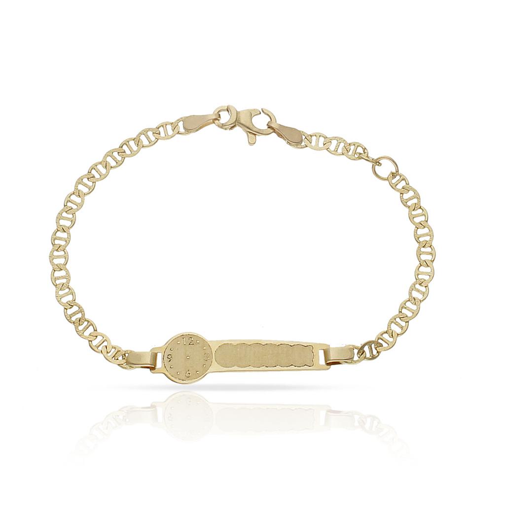 PULSERA ORO 18KL RELOJ ANCLA TALLADA