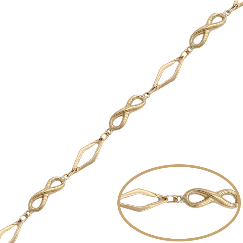 PULSERA ORO 18KL INFINITOS + ROMBO