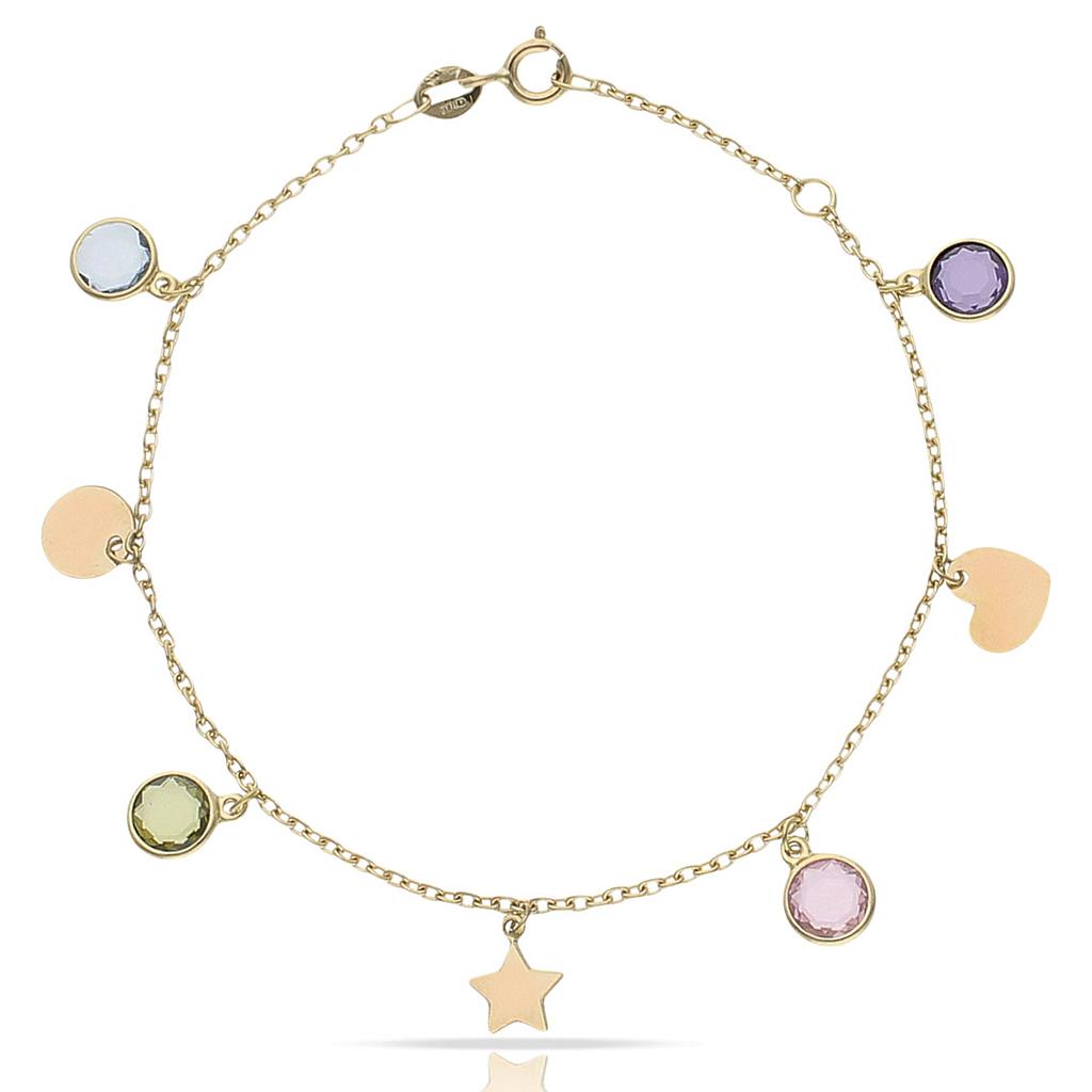 PULSERA ORO 18KL MINI CHARMS MIX + PIEDRAS
