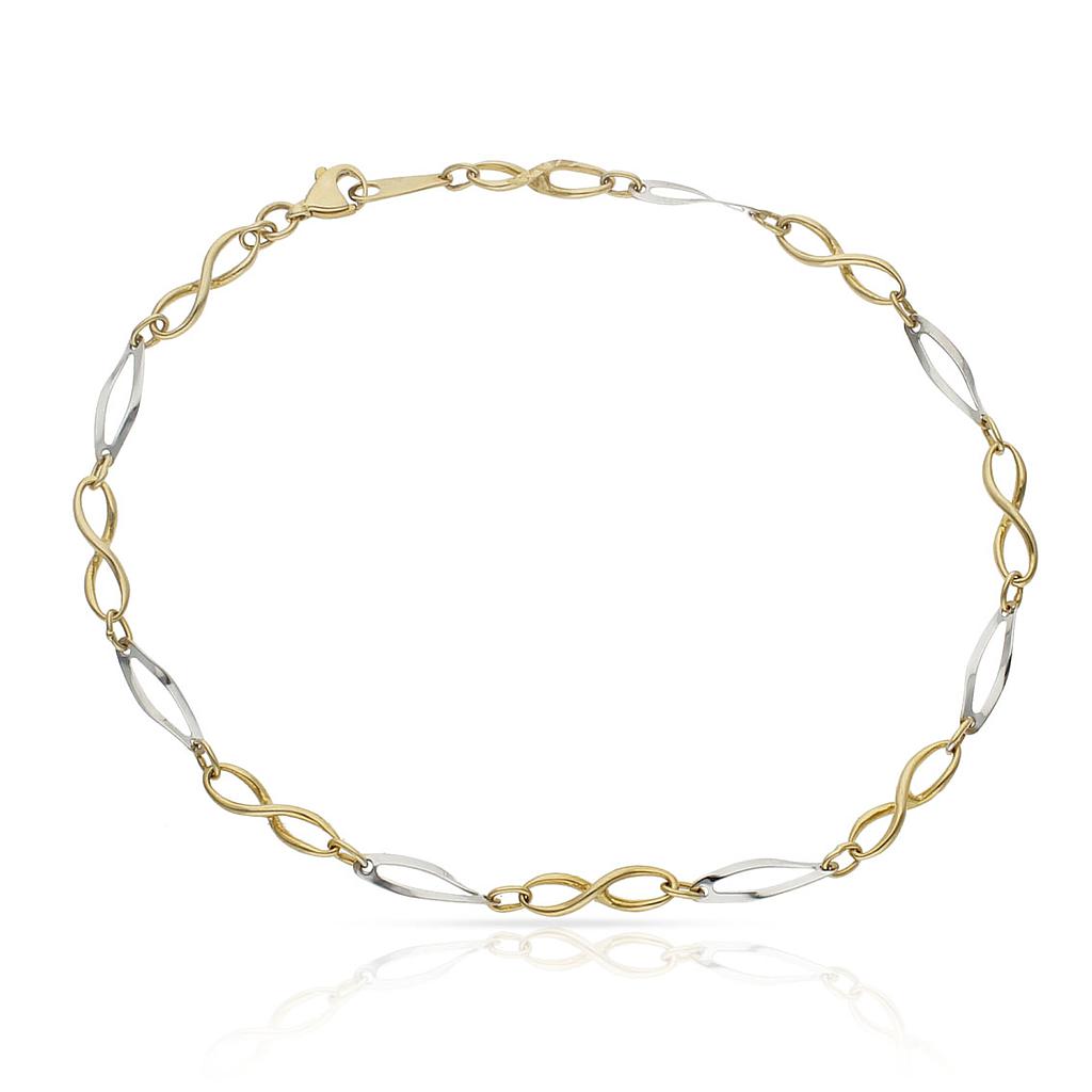 PULSERA ORO 18KL TOBILLERA BICOLOR