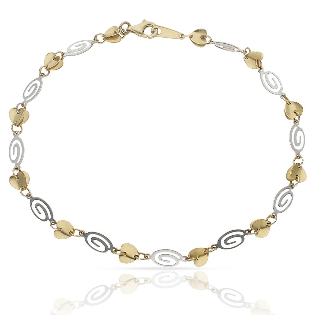 PULSERA ORO 18KL TOBILLERA BICOLOR