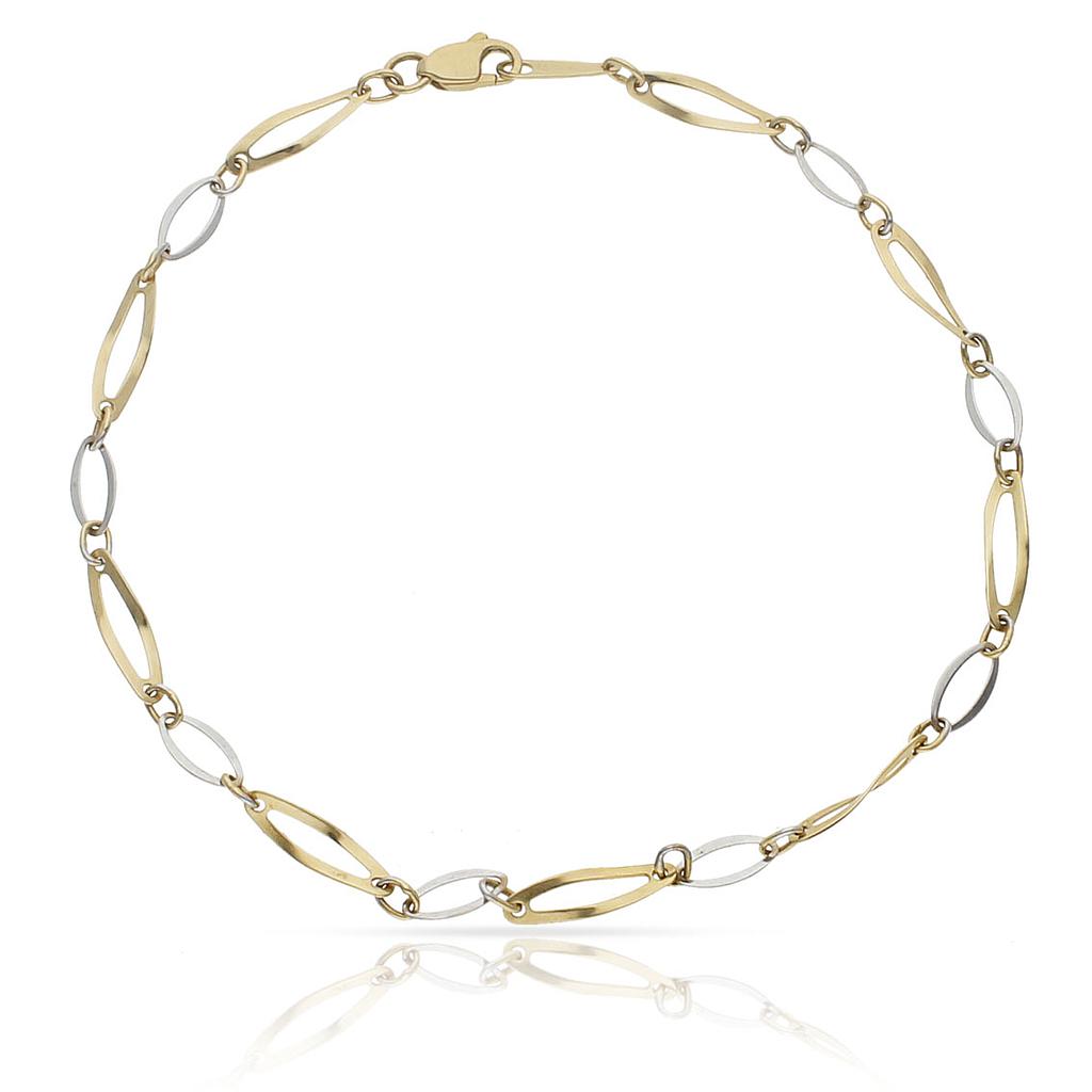 PULSERA ORO 18KL TOBILLERA BICOLOR