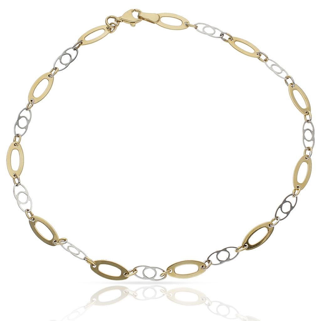 PULSERA ORO 18KL TOBILLERA BICOLOR
