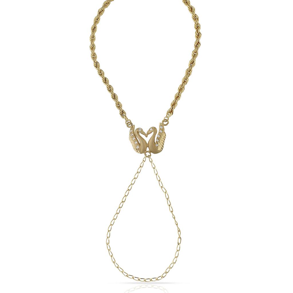 PULSERA ORO 18KL DEDO CISNES CIRCONITAS