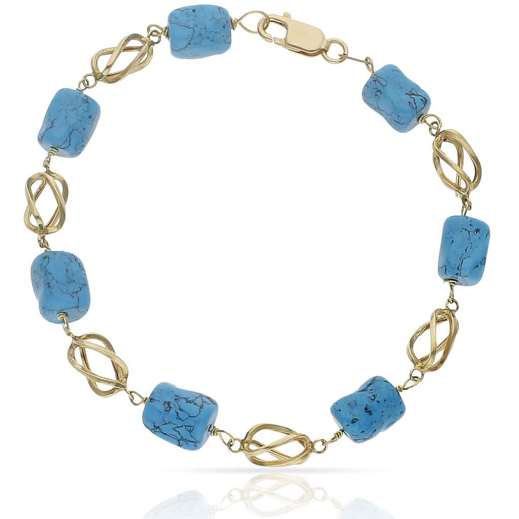 PULSERA ORO 18KL TURQUESA Y JAULA