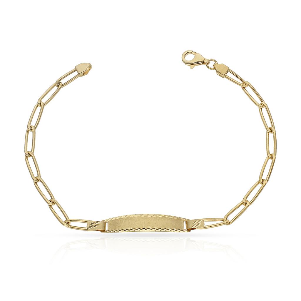 PULSERA ORO 18KL HUECA FIGARO PLACA