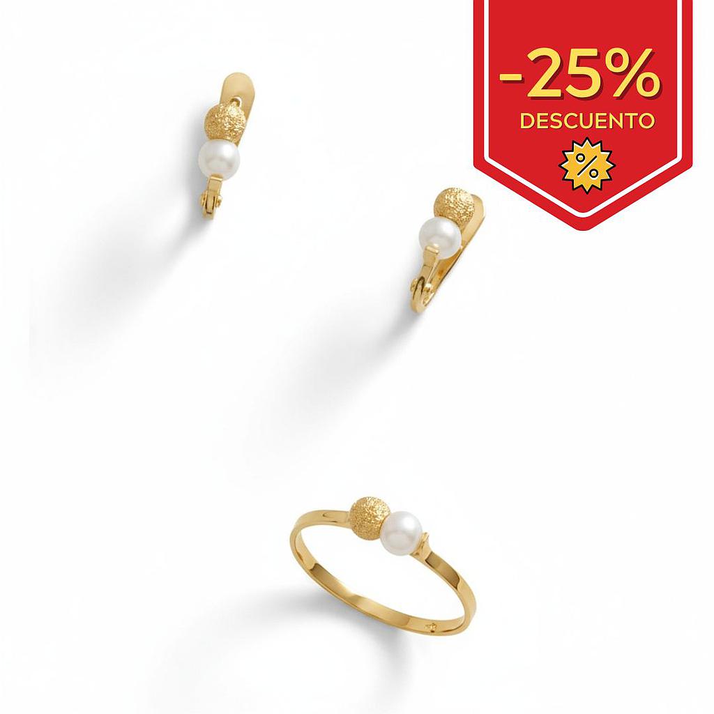 SORTIJA BEBE ORO 18KL BOLA + PERLA