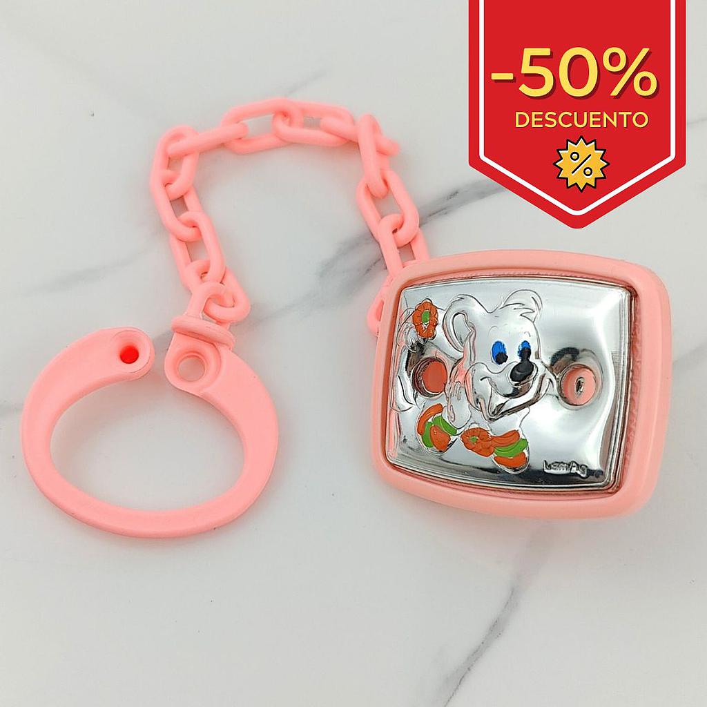 PORTACHUPETE RATITA "ROSA" PLATA BILAMINADA