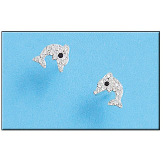 PENDIENTE PLATA 925MM DELFIN CIRCONITAS