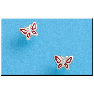 PENDIENTE PLATA 925MM MARIPOSA ESMALTADA - 9X6MM