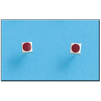 PENDIENTE PLATA 925MM CUADRADO ROJO