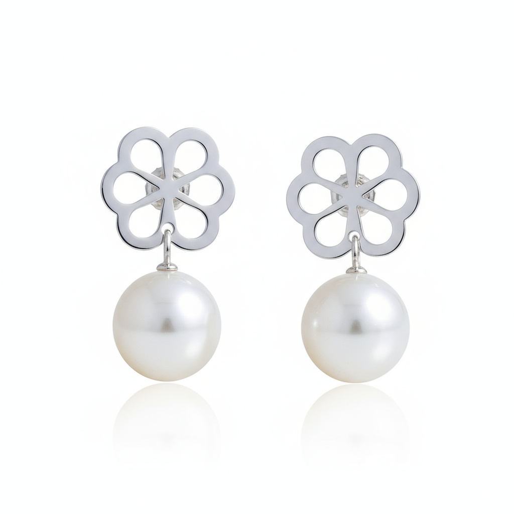 PENDIENTE PLATA 925MM FLOR PERLA