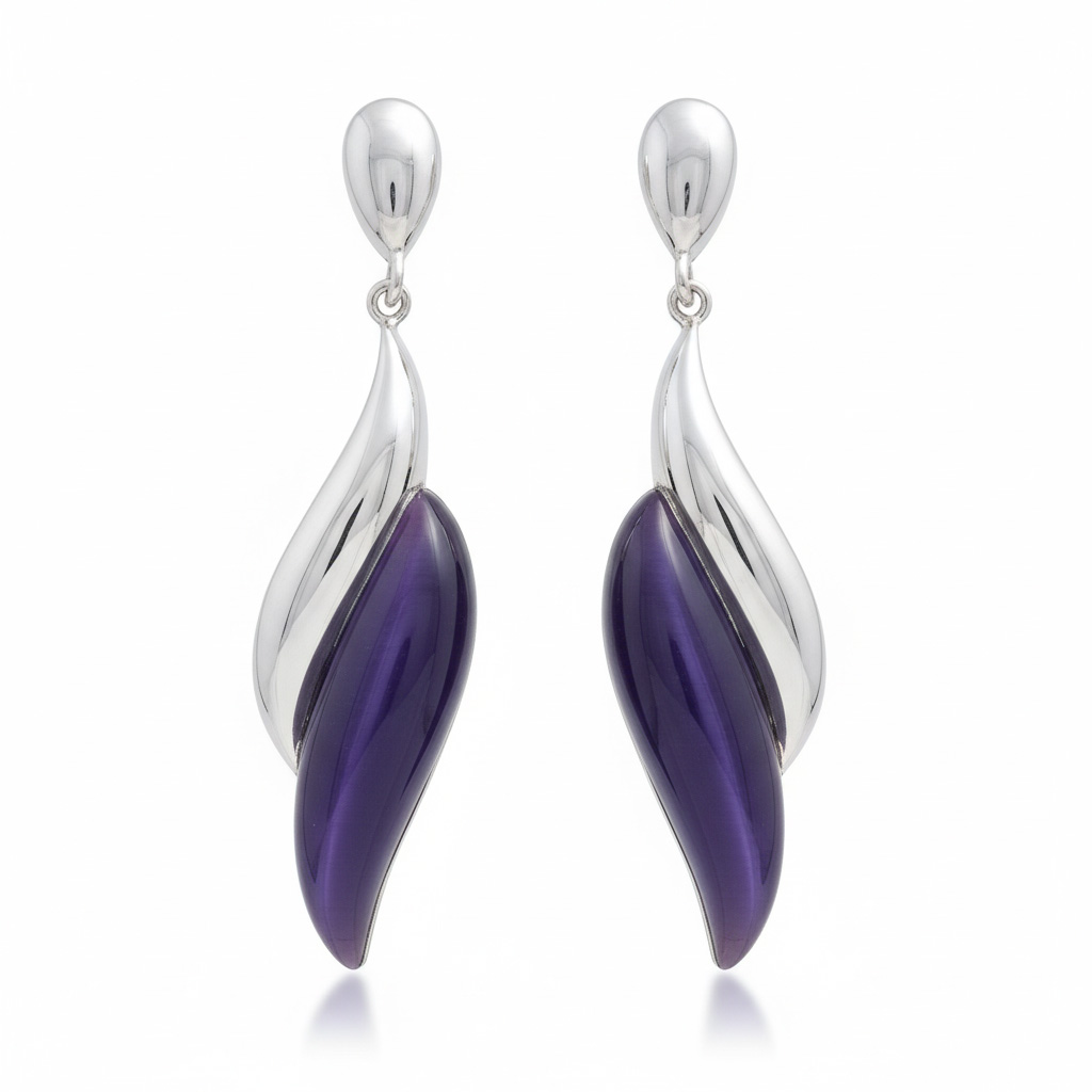 PENDIENTES PLATA 925MM OJO DE GATO