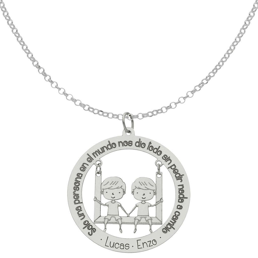 GARGANTILLA PLATA 925MM FRASE + NIÑOS - 28MM