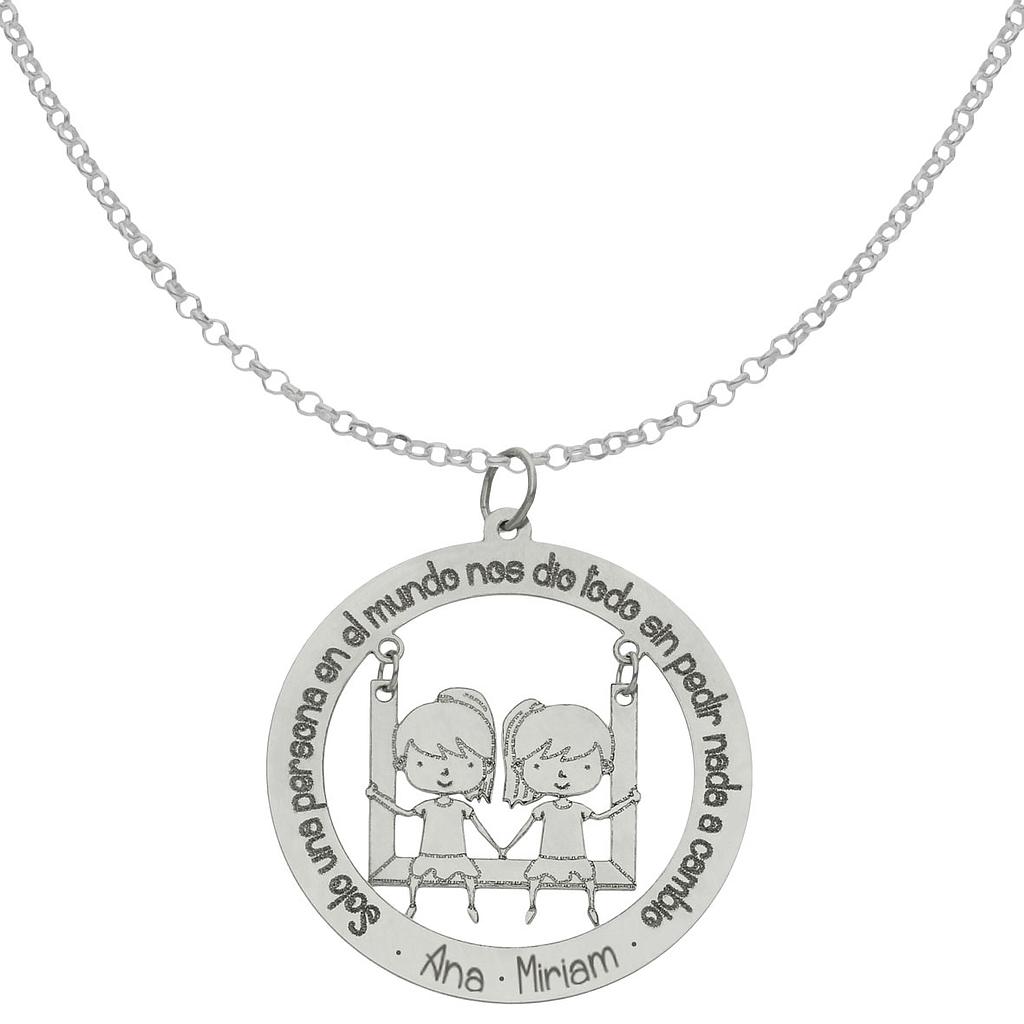 GARGANTILLA PLATA 925MM FRASE + NIÑAS - 28MM