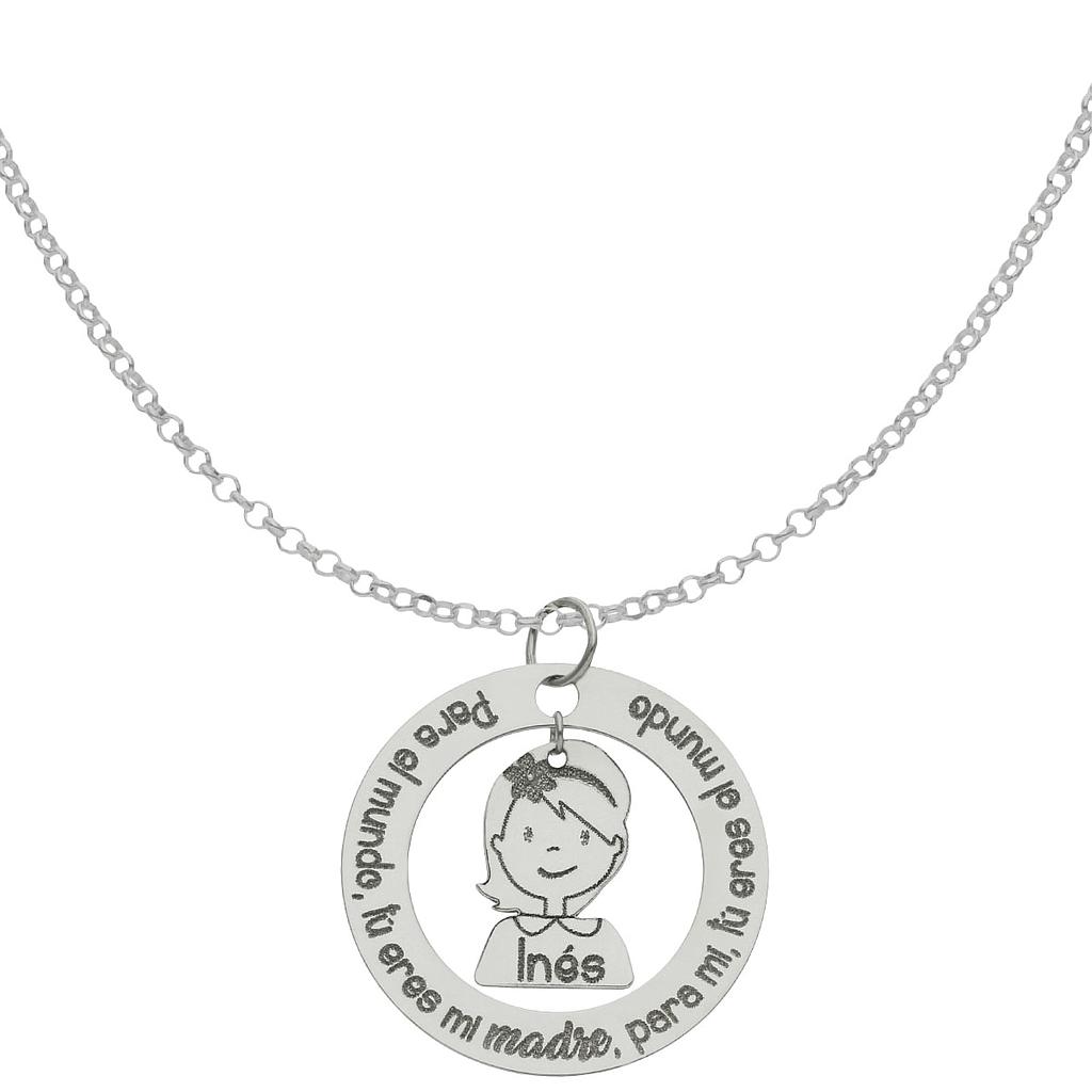 GARGANTILLA PLATA 925MM FRASE + NIÑA - 23MM