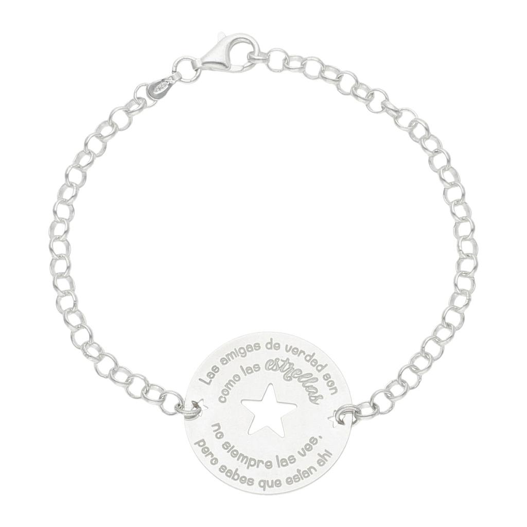 PULSERA PLATA 925MM AMIGAS ESTRELLA + FRASE