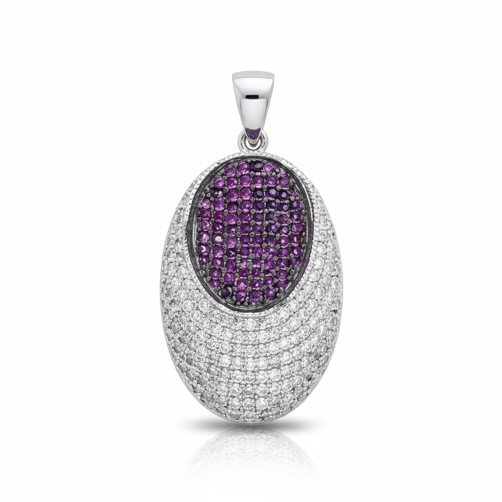 COLGANTE PLATA 925MM OVAL CIRCONITAS