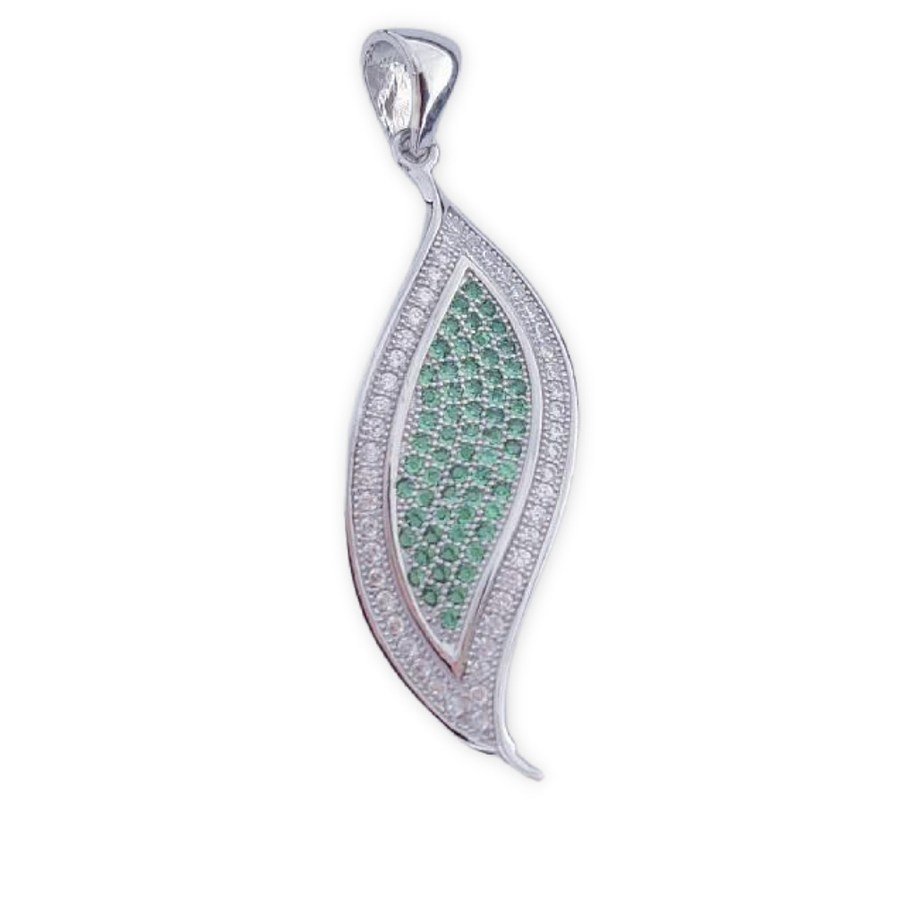 COLGANTE PLATA 925MM CIRCONITAS VERDES