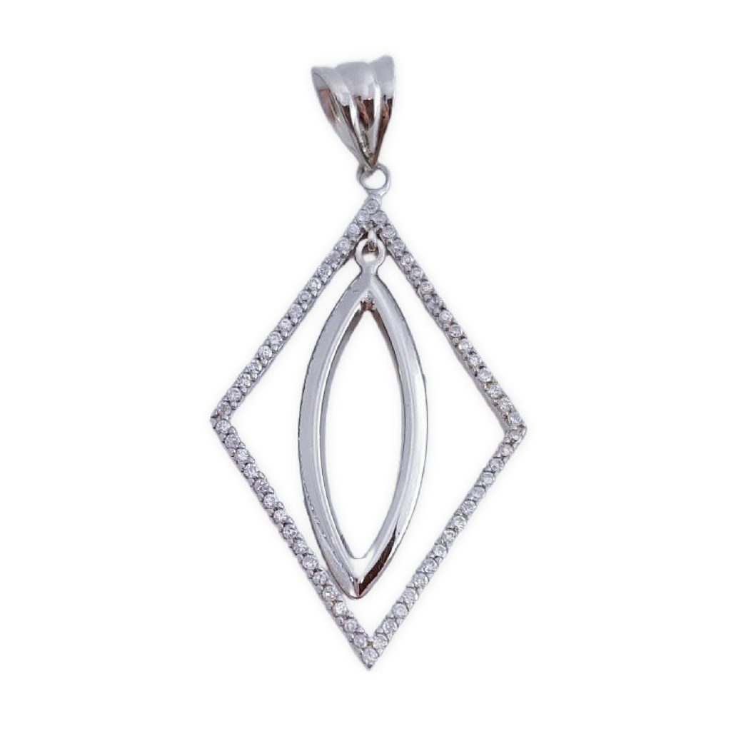 COLGANTE PLATA 925MM ROMBO CIRCONITAS