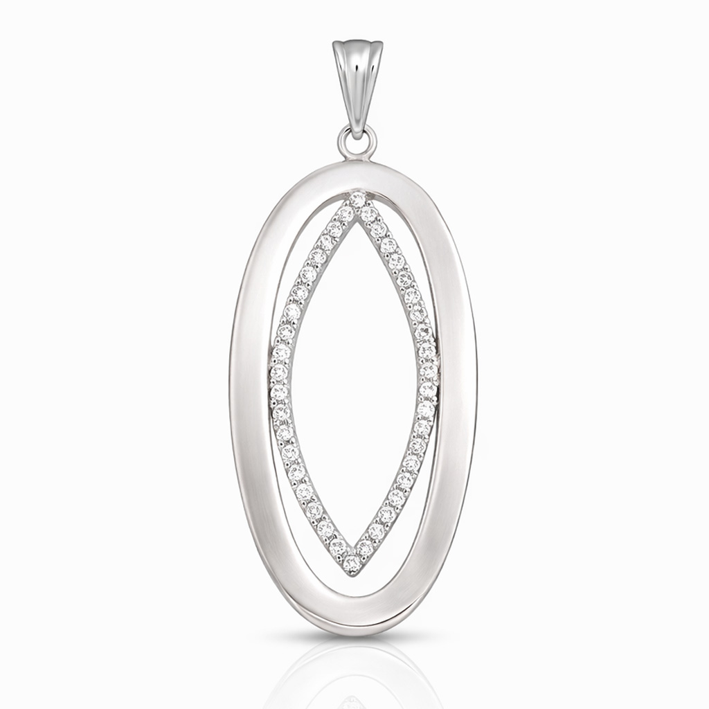 COLGANTE PLATA 925MM OVAL CIRCONITAS