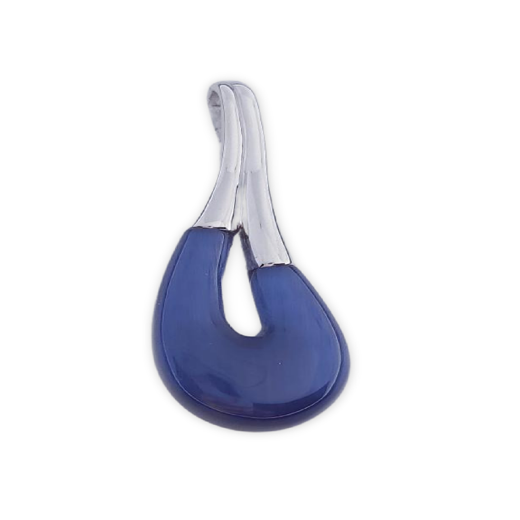 COLGANTE PLATA 925MM OJO DE GATO AZUL