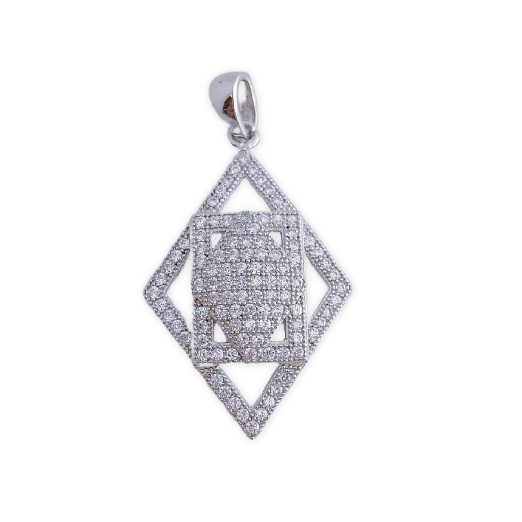 COLGANTE PLATA 925MM ROMBO CIRCONITA