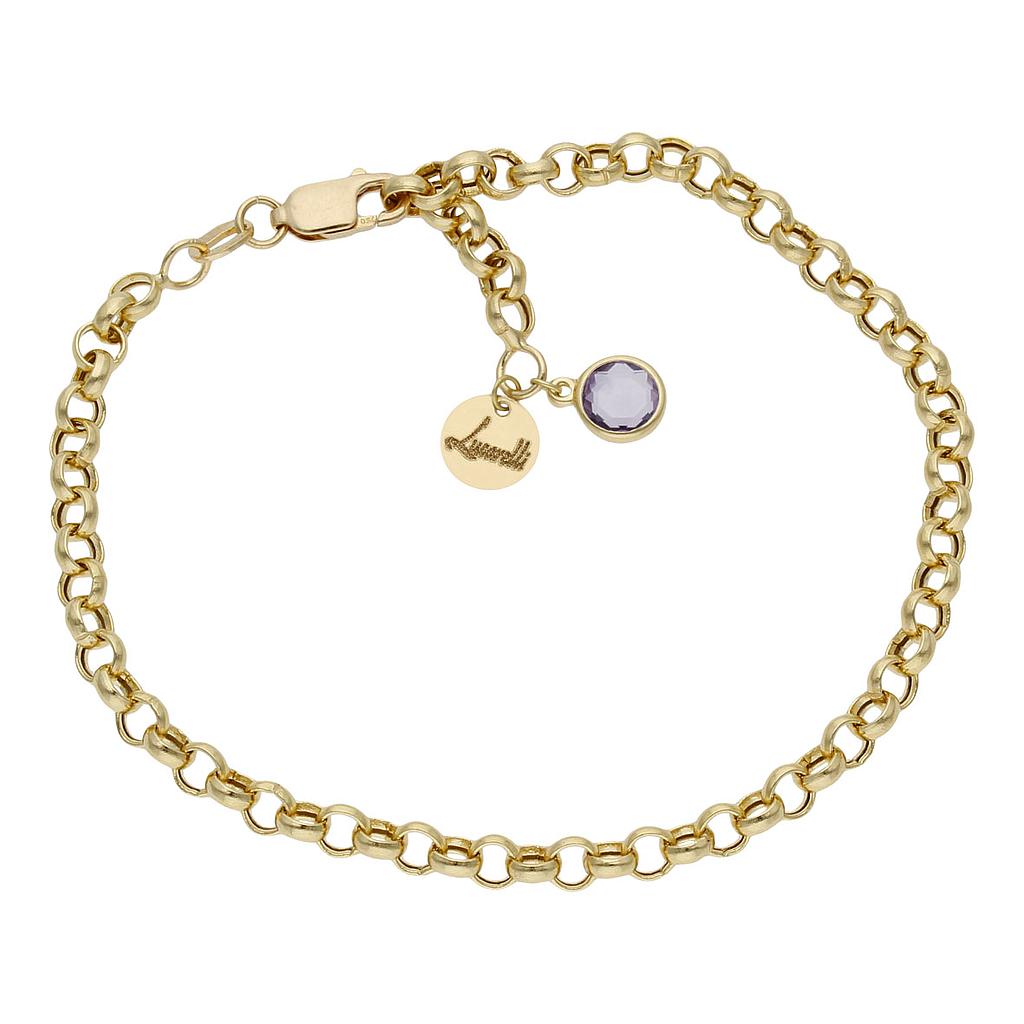 PULSERA MI HISTORIA ORO 18KL 4MM - LILA