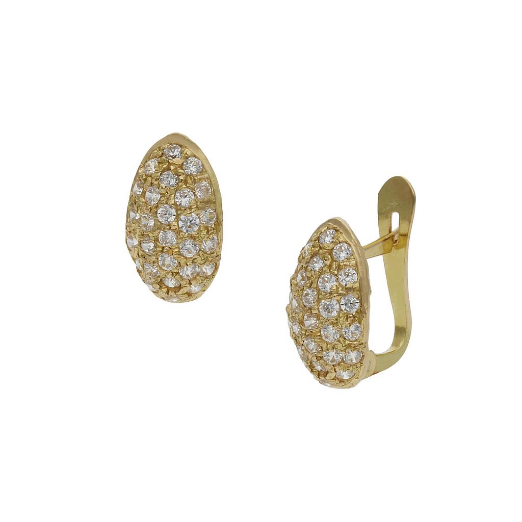 PENDIENTES ORO 18KL OVAL CIRCONITAS - 6x11MM