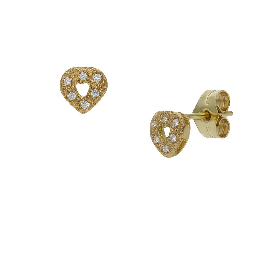 PENDIENTES ORO 18KL CORAZON CIRCONITAS - 6MM