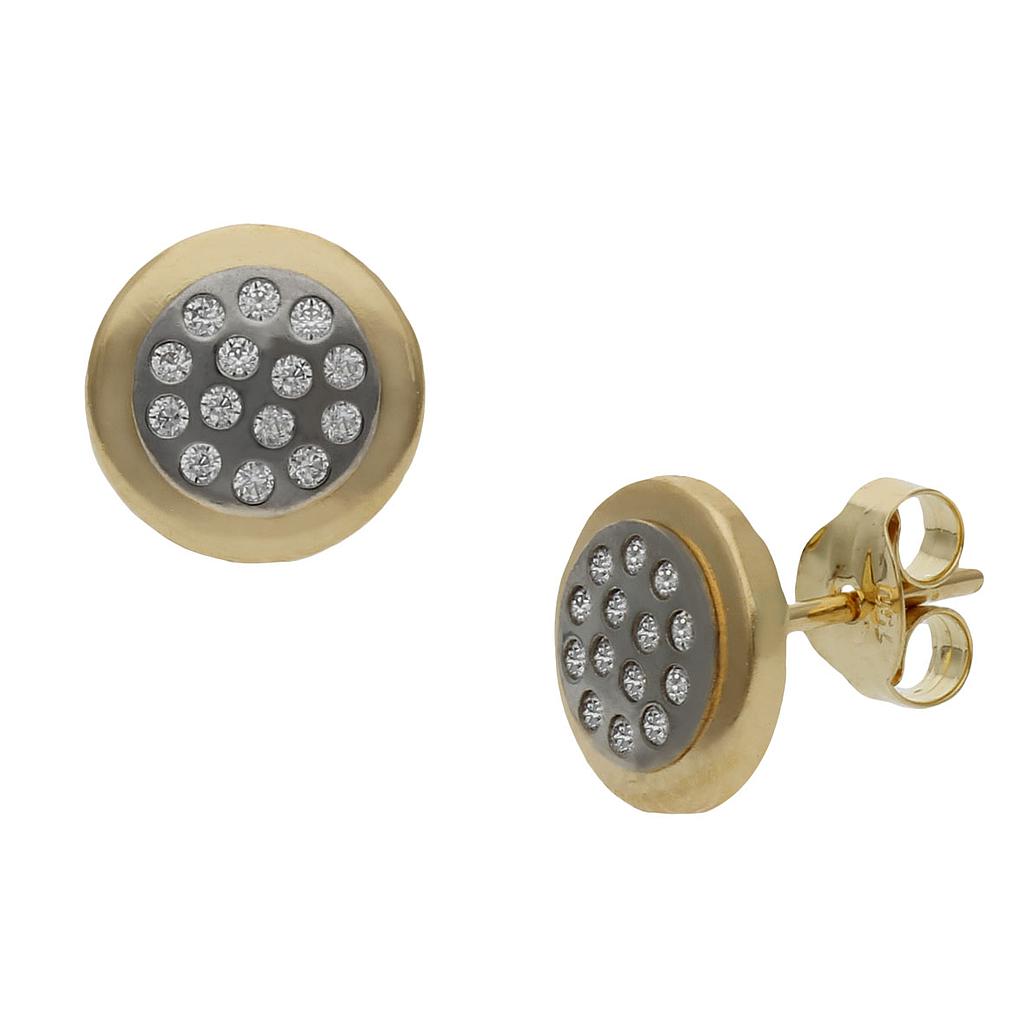 PENDIENTES ORO 18KL  BICOLOR REDONDOS - 8MM