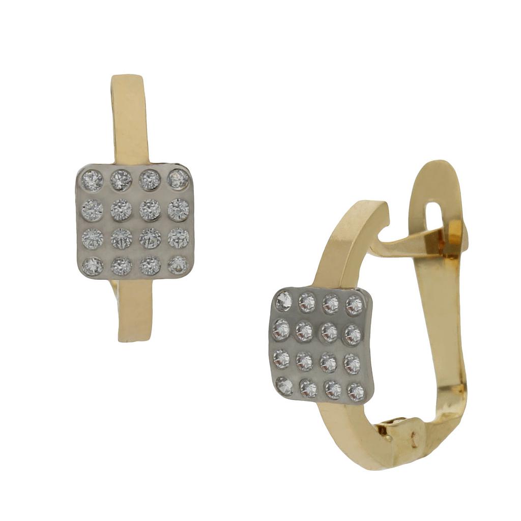 PENDIENTES ORO 18KL BICOLOR CUADRADOS