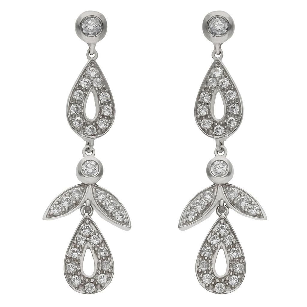 PENDIENTES ORO BLANCO 18KL CIRCONITAS - 13x42MM