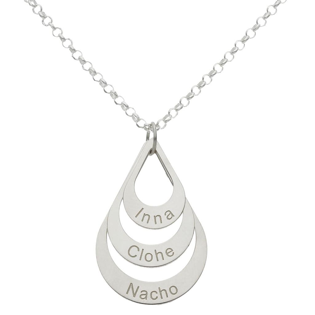 GARGANTILLA PLATA 925MM - 3 LAGRIMAS