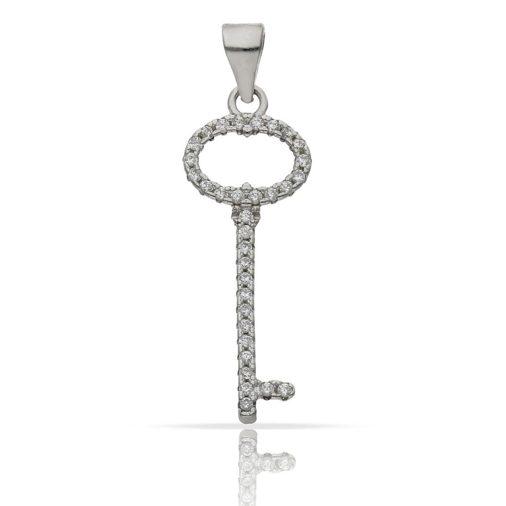 COLGANTE PLATA 925MM LLAVE CIRCONITAS - 10x25MM