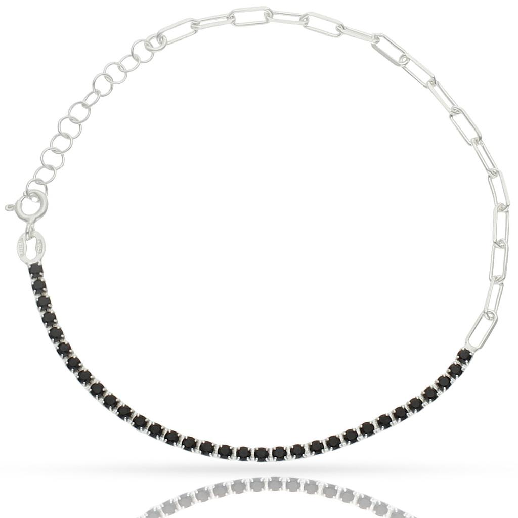 PULSERA PLATA 925MM CIRCONITAS NEGRAS