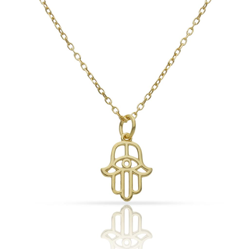 GARGANTILLA PLATA CHAPADA ORO MANO DE FATIMA