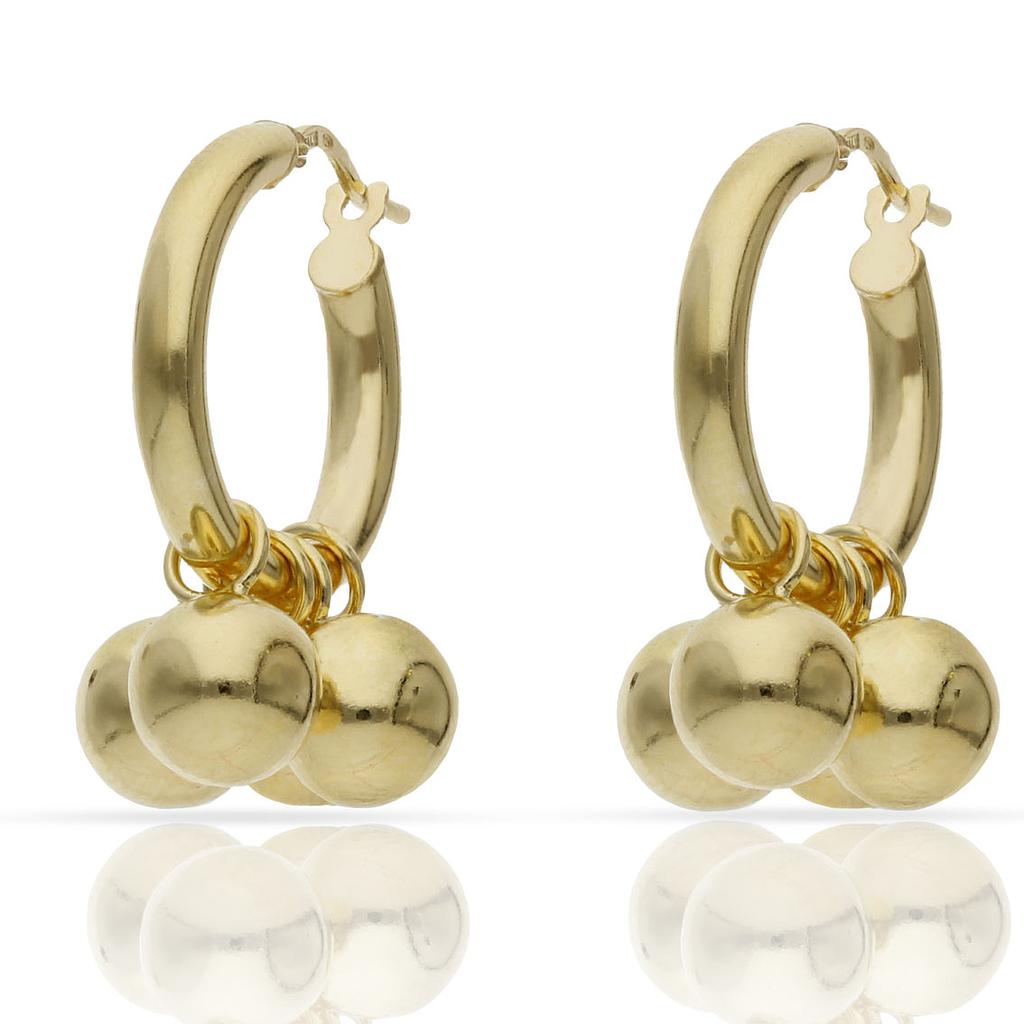 AROS PLATA CHAPADA ORO BOLAS - 12MM