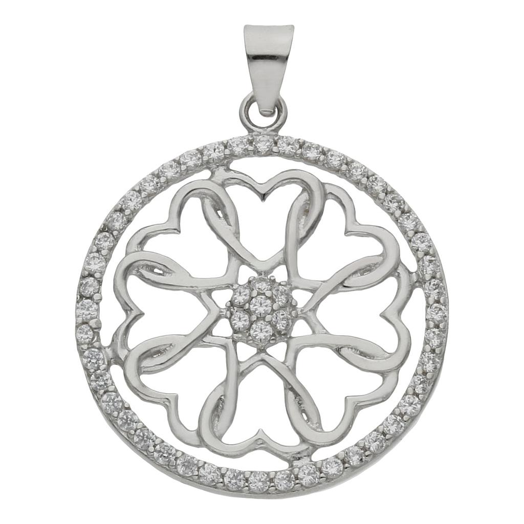 COLGANTE ORO BLANCO 18KL CORAZONES